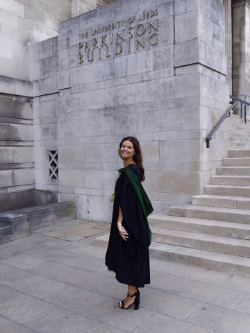 Maddie outside the Parkinson Building.